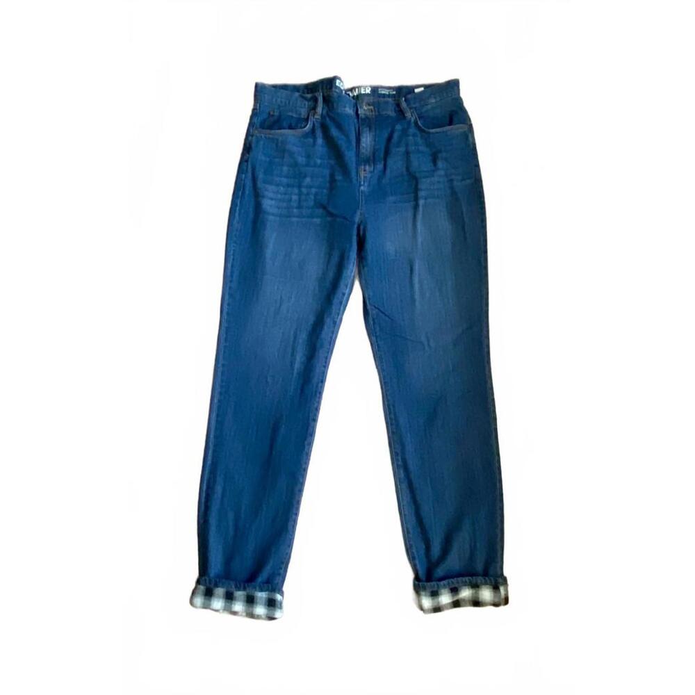 Eddie Bauer Plaid Flannel Lined Jeans Women’s 16 Tall